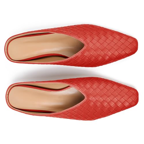 Image of Woven Mules for Women Slip on Comfortabke Metallic Slides Ladies Trendy Square Toe Hidden Wedge Mules