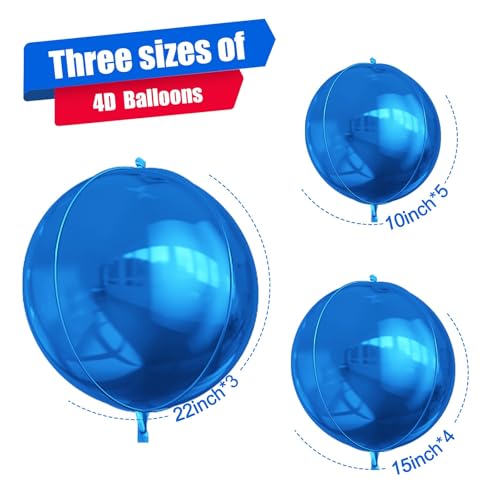 Image of 12PCS Metallic Dark Blue Round Foil Balloons 22 inch 15 inch 10 inch Mylar Balloons