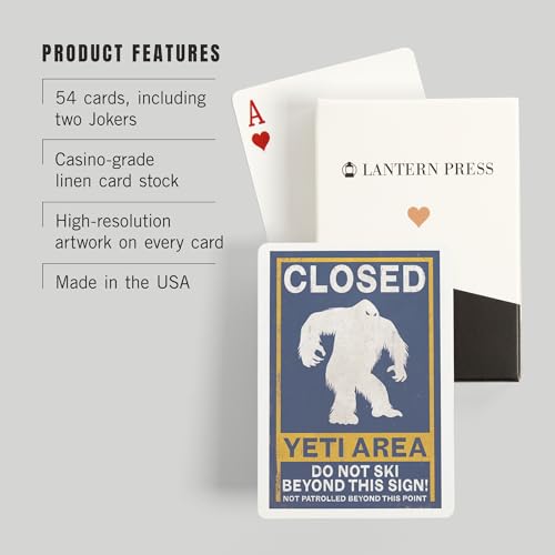 Lantern Press Yeti, baraja de póker de 52 cartas miniatura 3