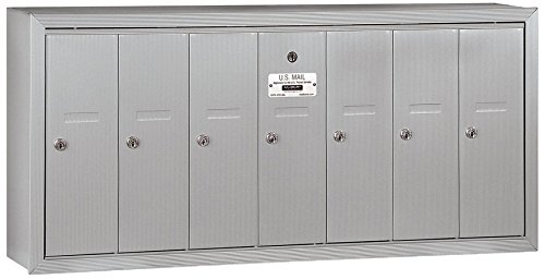 Salsbury Industries 3507Asp Surface Mounted Vertical Mailbox With Master Commercial Lock, Private Access And 7 Doors, Aluminum #TOP13
