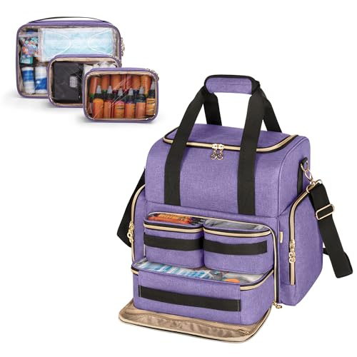 Étui de voyage pour tatouage LUXJA violet avec 3 pochettes amovibles pour kit et imprimante