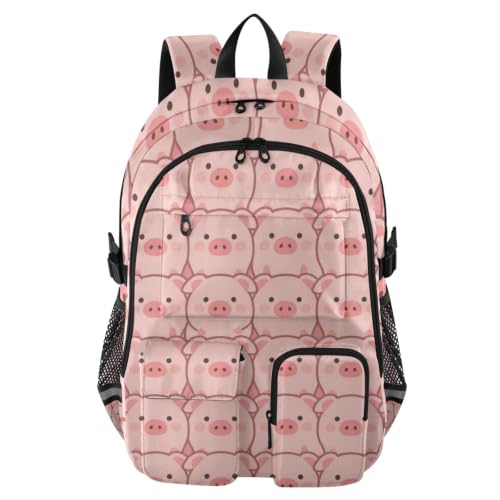 Mochila de cerdo rosa grande para viajar y llevar a la universidad