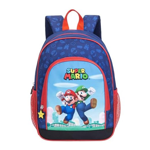 Mochila Escolar Super Mario - 2 bolsillos laterales - Correas ajustables para comodidad durante todo el día - Espaldera acolchada - 37 X 27 X 17 CM