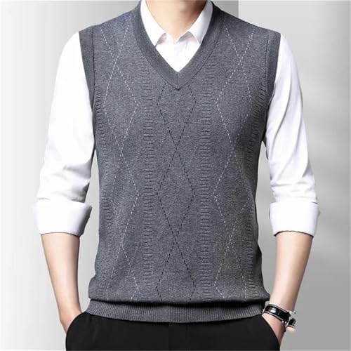 Men's Knitted Sweater Vest Solid Color V-Neck Pullover Waistcoat Casual Business Outwear Tops2