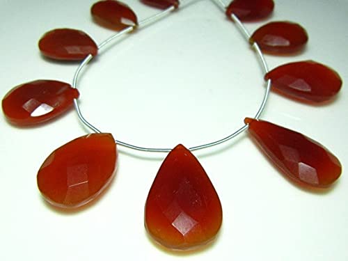 Calcédoine rouge briolette poire LKBEADS, fil de perles naturelles pour création de collier