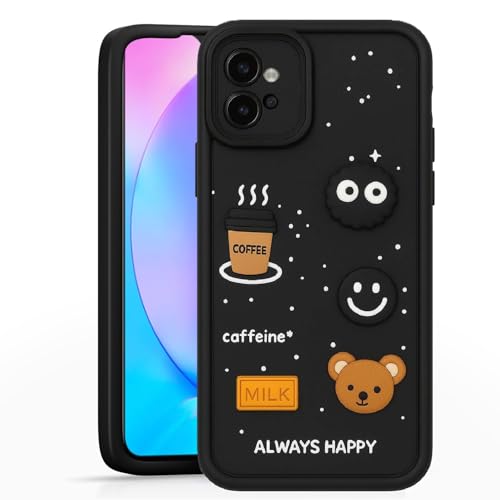 Image of COVERBLACK Cute Fun Ball | Taddy Cartoon 3D Smiley Coffee | Milk Case | Full Camera Protection Back Cover Compatible for Moto G32 - Black