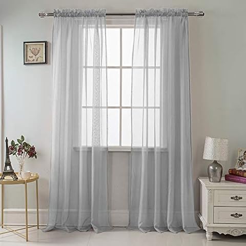 RT Designers Collection Celine Sheer 55 x 90 in. Rod Pocket Curtain Panel, Silver Cover