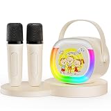 Mini Karaoke Machine with 2 Wireless Microphones: HWWR Portable Bluetooth Speaker with Disco Lights, Kids Toys Christmas Birthday Gifts for Girls Boys Age 4, 5, 6, 7, 8, 9, 10, 11, 12+ Home Party