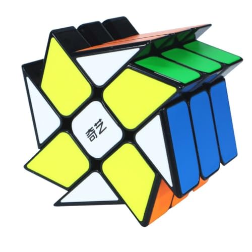 Image of QiYi Windmill Cube S Tiled (Black-Base) Speed Cube | 2x2x3 Shape Mod Puzzle with Internal Upgrades | Durable Stickerless Tiled Design, 55.5mm Compact Brain Teaser Puzzle