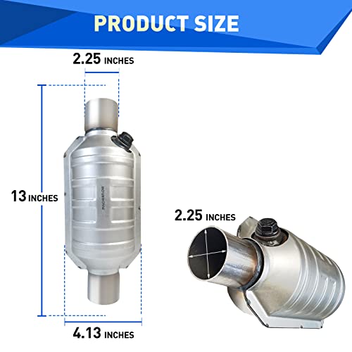 Pulcherflow 2.25 Inch Inlet/Outlet Universal Catalytic Converter With Heat Shield Stainless Steel (Epa Compliant) #TOP4
