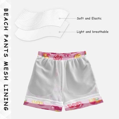 Pigsaly Boys' Swim Board Shorts Funny Colorful Lollipops Jelly Candy Bears Boy's Swim Trunks Kids Swimwear 5T4