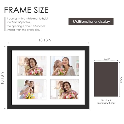 Image of DUENPY 9x12 Picture Frame 4-Opening 3.5x5 Collage Picture Frame Displays Four 3.5x5 inch Photos Collage Wall Decor Wall Hanging or Tabletop Black