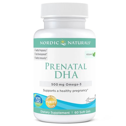 Nordic Naturals, Vegan Prenatal DHA, 500mg DHA Vegano de Aceite de Algas, 60 Cápsulas blandas veganas, Testado en Laboratorio, Vegetariano, Sin Soja, Sin Gluten, No GMO