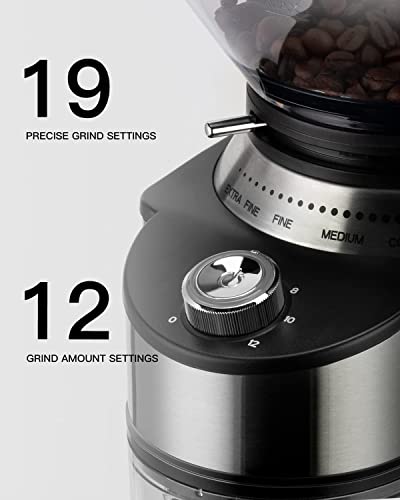 Electric Conical Burr Coffee Grinder, Adjustable Burr Mill With 19 Precise Grind Setting, Stainless Steel Coffee Grinder Electric For Drip, Percolator, French Press, Espresso And Turkish Coffee Makers #TOP1