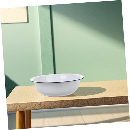 Tazón esmaltado grande oval blanco 32 cm miniatura 5