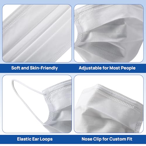 Jmu 24001005 50Pcs Disposable Face Masks White, 3-Ply Protection Medical Masks, Astm Level 1 thumb #4