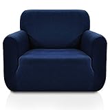 Rose Home Fashion RHF Chair Slipcover,Jacquard Stretch Chair Cover,Chair Slip Cover for Leather Couch-Polyester Spandex Slipcovers for Chairs (Navy-Chair)