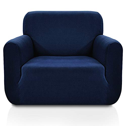 RHF Chair Slipcover,Jacquard Stretch Chair Cover,Chair Slip Cover for Leather Couch-Polyester Spandex Slipcovers for Chairs (Navy-Chair)