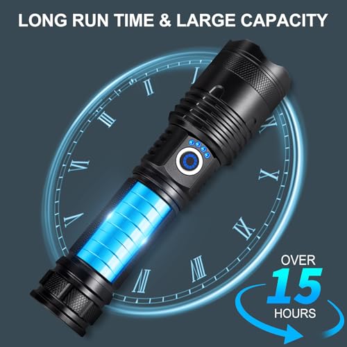 Rechargeable Flashlights 99000 High Lumens 2 Pack, Led Super Bright Flashlight with 5 Modes & IPX7 Waterproof, 15H Running Time, High Powered Flash Light for Home Camping Home Emergencies - Image 4