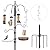 Bird Feeder Station with Suet Cage & Water Bowl Fruit Hook- Adjustable Pole, 6 Hanging Hooks for Wild Birds, Outdoor Garden Bird Feeding Kit