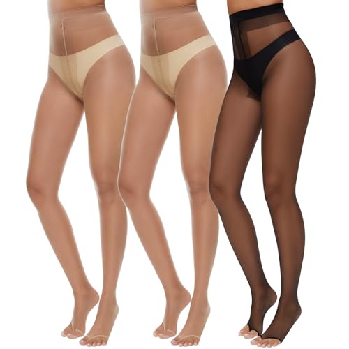 MANZI 3 Pairs 10D Ultra Thin Pantyhose