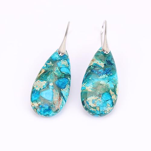 Natural Healing Stone Waterdrop Earrings Crystal Birthstone Dangle Drop Earrings4