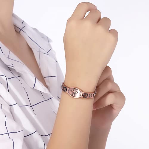 Vicmag Copper Magnetic Bracelet For Women Magnets Brazaletes 99.9% Solid Pure Copper Valentine's Day Gift For Her (Adjustable Size With Gift Box) Magnetic Field Therapy #TOP6