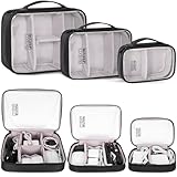 AKOZLIN Padded 3pcs/set Travel Organizer Office Cord Cable Electronics Accessories Bag Electrical Cord Management Case