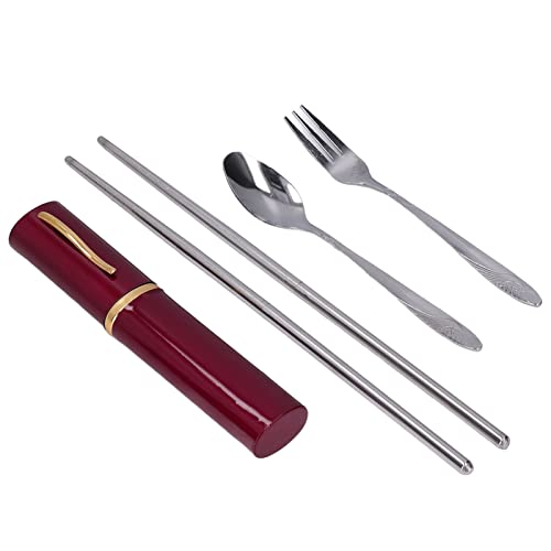 3PCS Premium Travel Utensils With Case, Stainless Steel Reusable Portable Utensils Set With Case,Travel Silverware Set With Case for Camping Picnic Workplace