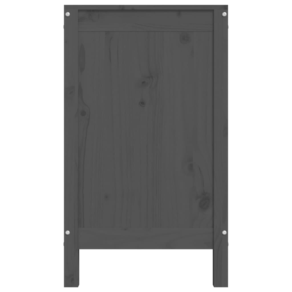 Cesto portabiancheria grigio, 88,5 x 44 x 76 cm, in legno di pino massiccio con 2 scomparti, coperchio con molla a gas, gambe in legno stabili, salvaspazio, assortito, ideale per bagno