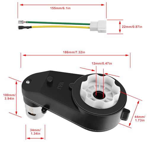 2Pcs 12V Electric Motor Gearbox Powered for Kids Ride On Toys Car,550 12V 40000RPM Powered Wheels Motor Gearbox High Speed Engine RS550 Drive Engine Trax Upgrade Replacement Parts
