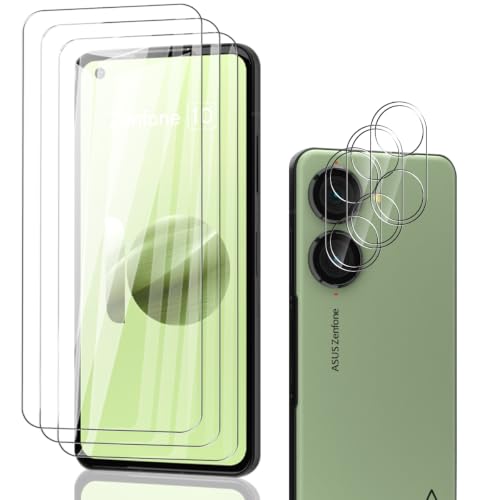 Phlleyaa Verre Trempé Pour Zenfone 10, Protection Décran 3 Pièces et Caméra Arrière Protecteur 3 Pièces 9H Dureté, sans Bulles, HD Transparent, Ultra...