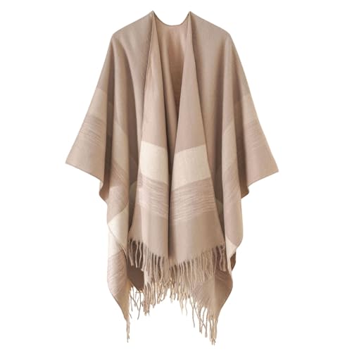 Femme avec design à rayures pull marron café chaud taille unique