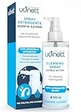 Spray Detergente per Apparecchi Acustici e Impianti Cocleari con Spazzola Integrata Udinett Igienizzante 100ml per Pulizia Auricolari Cuffiette Bluetooth Formula Senza Alcol Elimina Cerume e Sporco