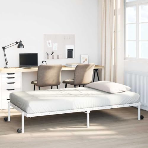 Generico Cama sin colchón plegable blanco 75 x 190 cm acero, camas y marcos para camas