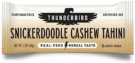 Thunderbird Bars - Bocadillo energético, sin gluten con proteínas, comida real saludable, paleo vegano sin OMG, sin azúcar añadido, sabor