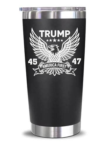 BiboStore88 Trump America First Tumbler - 20Oz Stainless Steel Insulated Mug - Political Gift for Him