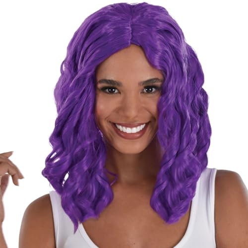 Amscan Vibrant Purple Body Wave Wig - 1 Piece - One Size Fits All, Perfect for Parties, Cosplay, and Everyday Fashion