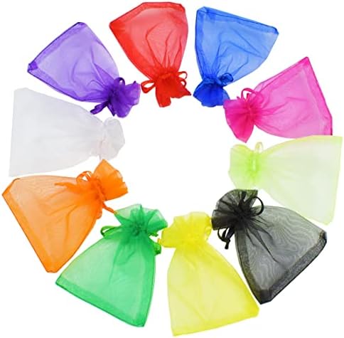 Syolee 50 Pcs Organza Bags Party Wedding Favour Gift Bags Jewelry Pouches with Drawstring 10 Colours