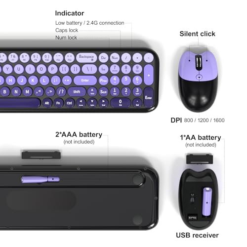 Dilter Wireless Keyboard and Mouse Combo, Portable Retro Keyboard - image 5