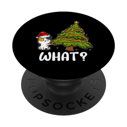 Merry Catmas Cat Christmas PopSockets Swappable PopGrip, Black
