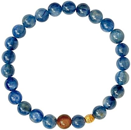 Natural Gemstone Bracelet for Women, Handmade Cyanite & Tiger's Eye Stretch Bracelet, 6mm Beads for Protection, Balance, Luck & Prosperity