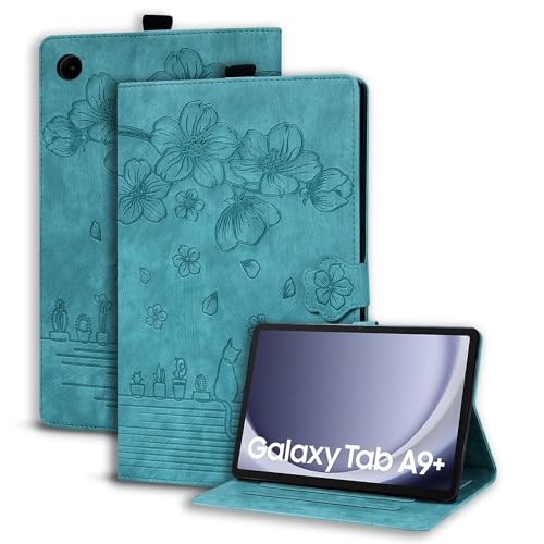 Succtopy Custodia Galaxy Tab A9+/A9 Plus 11" 2023 Cover in Pelle PU Flip Portafoglio con Porta Penna Custodia Protettiva con Slot Card Galaxy Tab A9+ SM-X210/X215/X216 Verde Chiaro