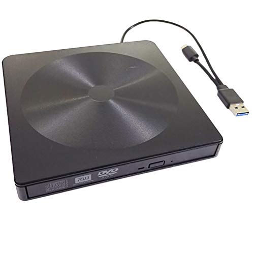 FUOYLOO Unidad Óptica Externa Type C Multifunción Negra, Grabadora y Reproductora DVD Portátil Ultradelgada, Compatible Portátil y Pc, Conexión USB, Tamaño Compacto para Uso