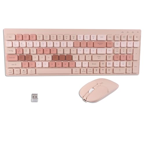 Wireless Bluetooth Keyboard and Mouse Combo(USB + Dual BT),KUYHRF Rechargeable Multi-Device Rechargeable Wireless Bluetooth Mouse and Keyboard, with Silent Keys and Battery Indicator
