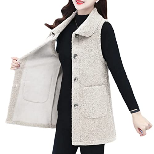Chaleco de lana granular femenina blanco chaqueta sin mangas mujer mediana edad 1