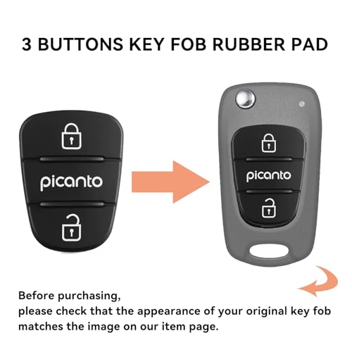 3 Pack 3 Button For Kia Picanto Key Fob Button Rubber Pad Replacement for Picanto Silicone Remote Car Key Case Buttons Cover - Image 2