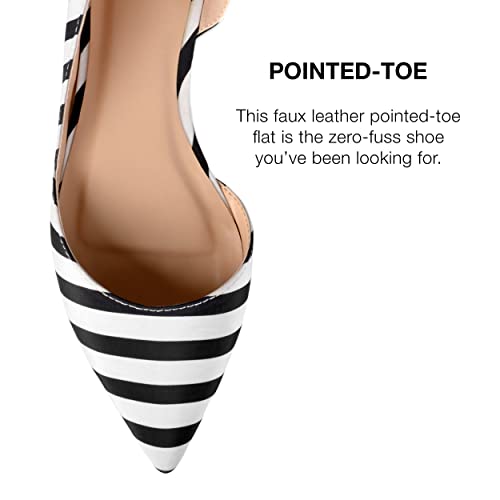 Journee Collection Womens Cortni Ballet Flats With Asymmetrical Detail And Pointed-Toe, Black Stripe, 8.5 #TOP3