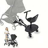 Buggybrett-Zubehör für Kleinkinder – 2-in-1 Sitz- und Stehfunktion mit abnehmbarer Sitzfläche, passt zu den meisten Kinderwagen (Doona, Maxi-Cosi, Cybex), belastbar bis zu 25 kg (55 lbs), Schwarz