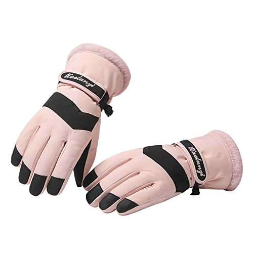 Generisch Guantes de esquí para mujer, guantes de esquí para invierno, deportes al aire libre, esquí, equitación, resistentes al frío, impermeables, táctiles, guantes cálidos (talla única)